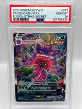 Gengar VMAX 271/264 Fusion Strike Alt Art Secret Rare 2021 Pokémon Card PSA 10