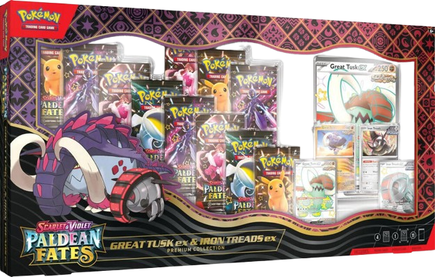 Paldean Fates Great Tusk ex & Iron Treads ex Premium Collection