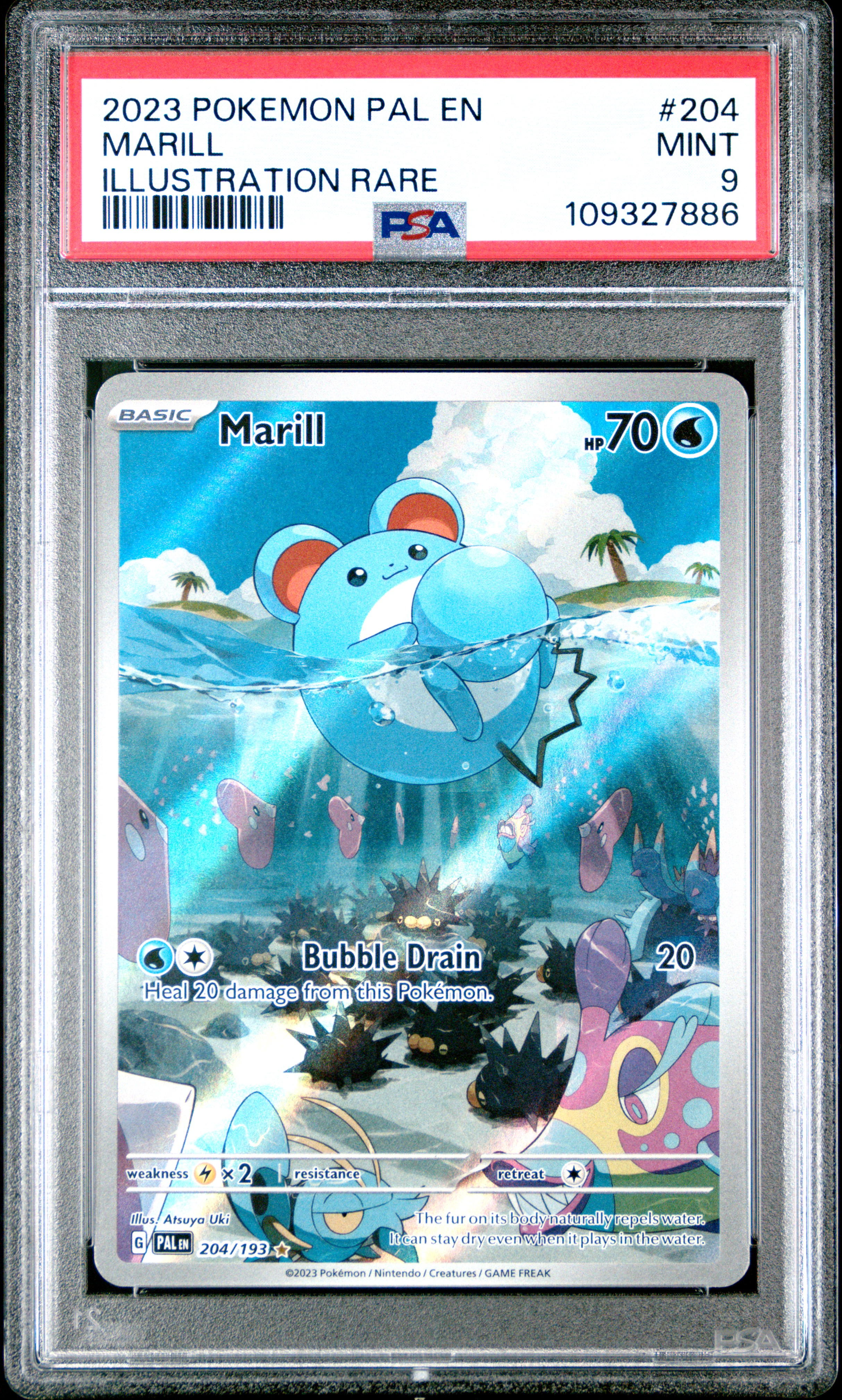 Marill #204 Illustration Rare - Paldea Evolved - 2023 Pokemon - PSA 9