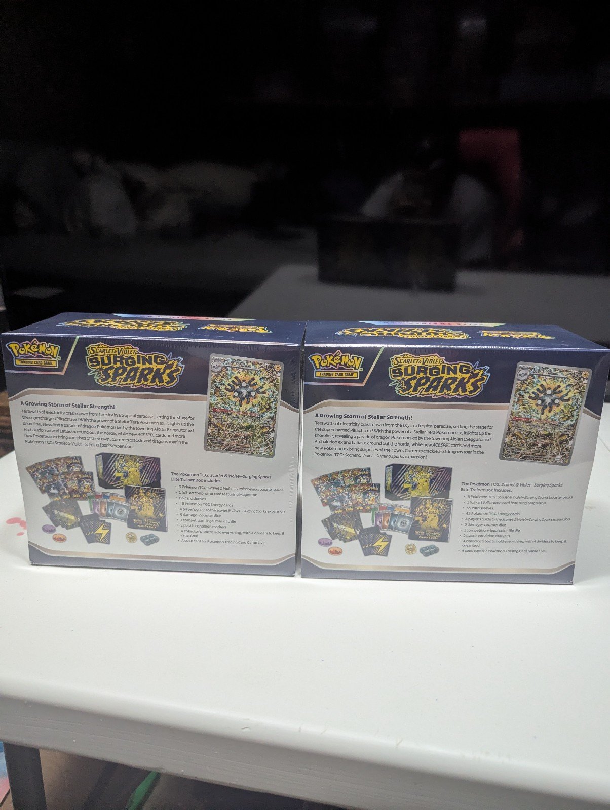 Lot of two Pokemon TCG Surging Sparks Elite Trainer Box - SV08 Factory Sealed