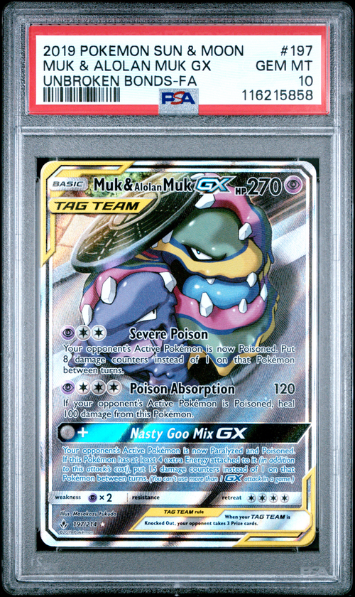 PSA 10 MUK & ALOLAN MUK GX UNBROKEN BONDS-FA