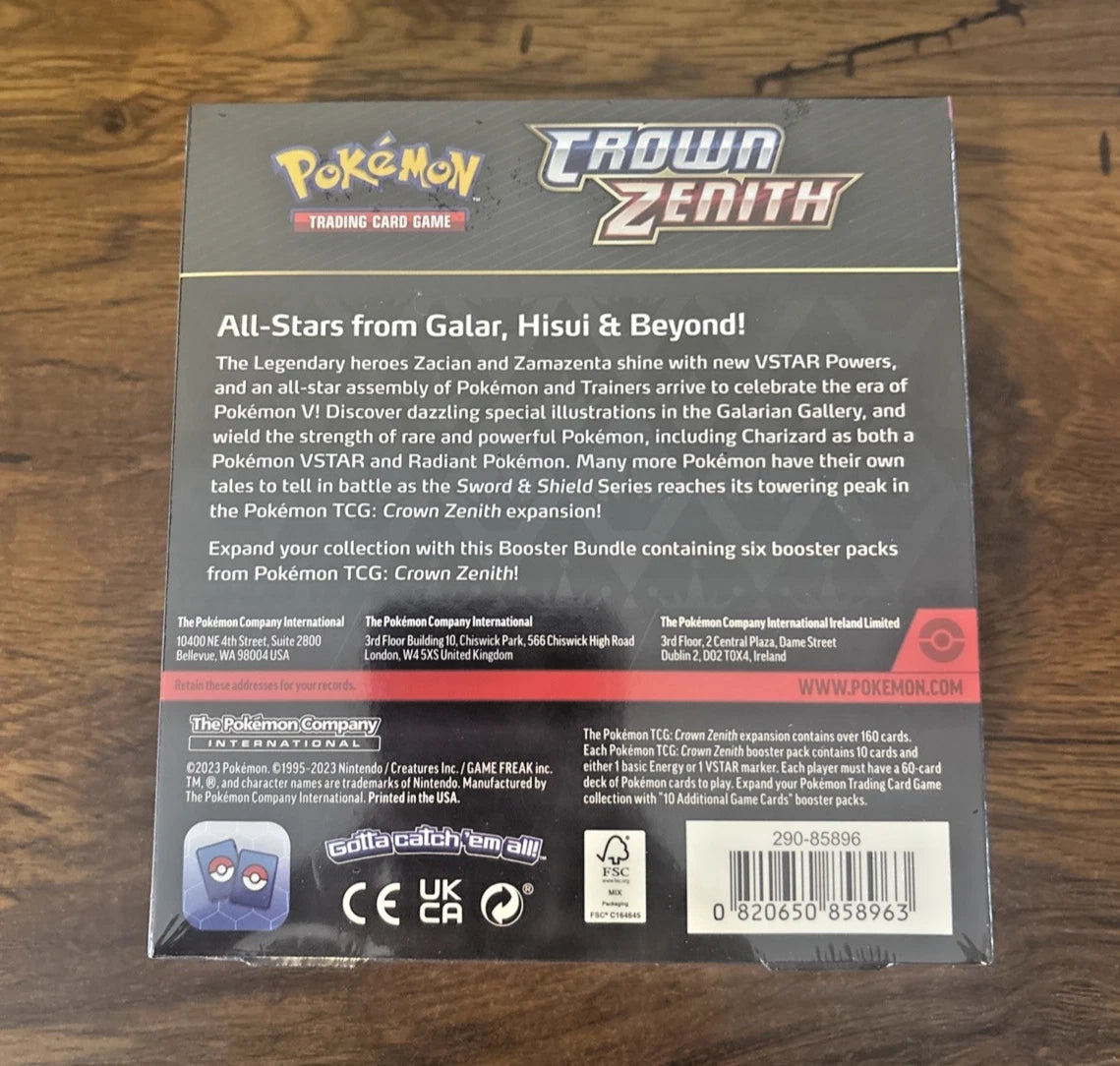 Pokemon TCG Crown Zenith Booster Bundle - 6 Packs - Brand New Factory Sealed