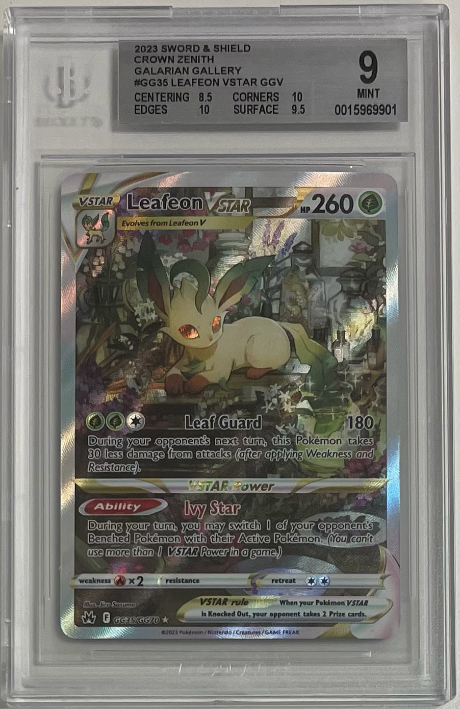 Leafeon VStar GG35/GG70 - Sword & Shield: Crown Zenith - 2023 Pokemon - BGS 9