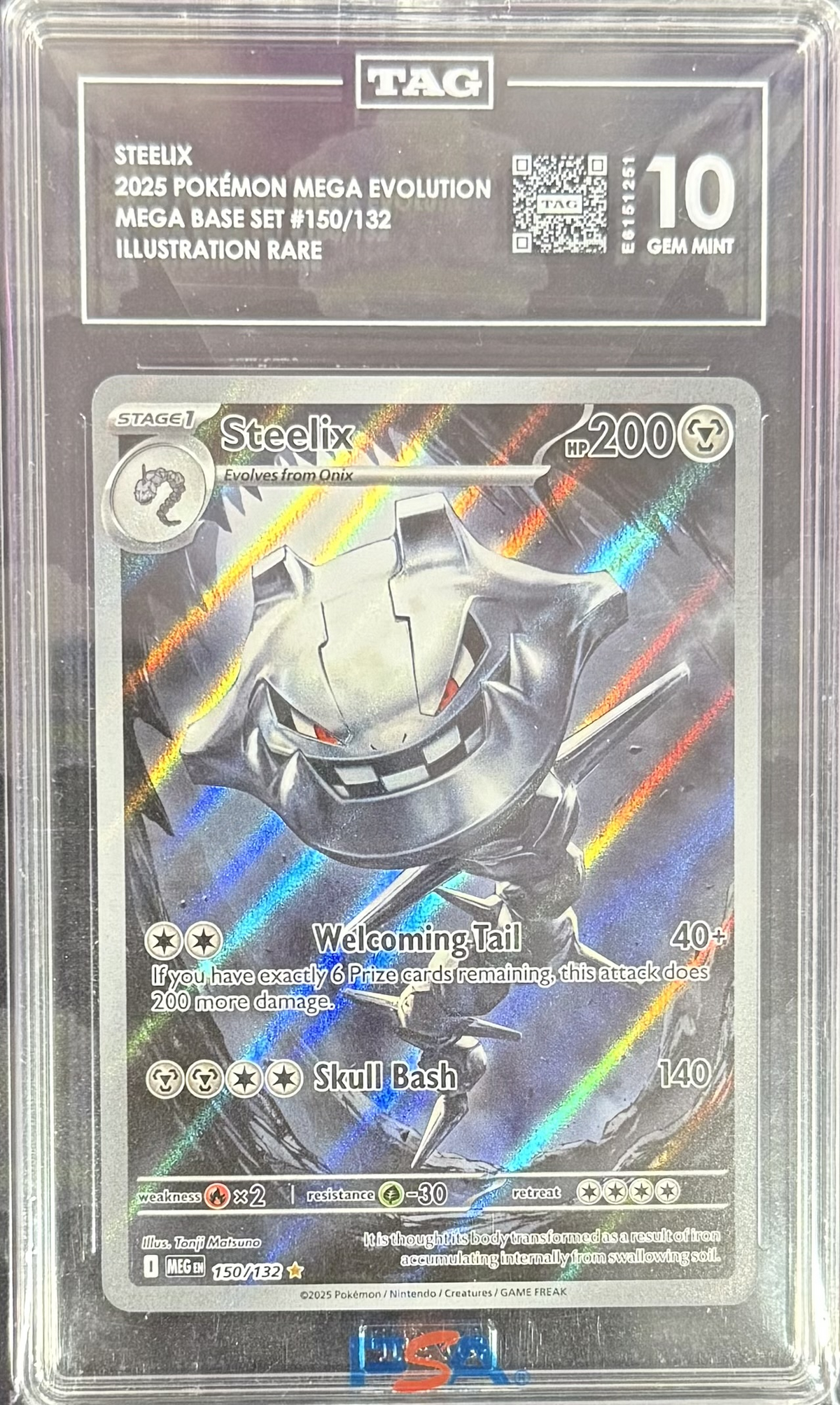 Steelix - 2025 Pokemon Mega Evolution - Mega Base Set #150/132 - Illustration Rare - TAG 10